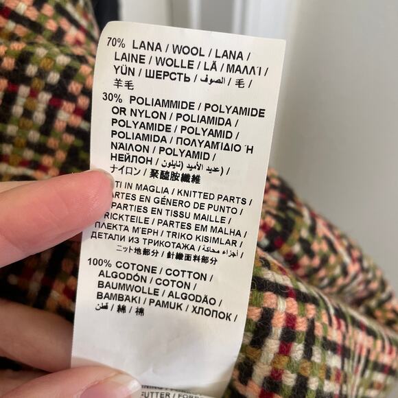 See by Chloe Tweed Shirt Dress Twofer Black Pink Green Wool Preppy w/ Pockets 10 - Picture 6 of 7